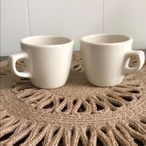 Vtg Homer Laughlin USA White Coffee Mugs  Embossed Mark set of 2